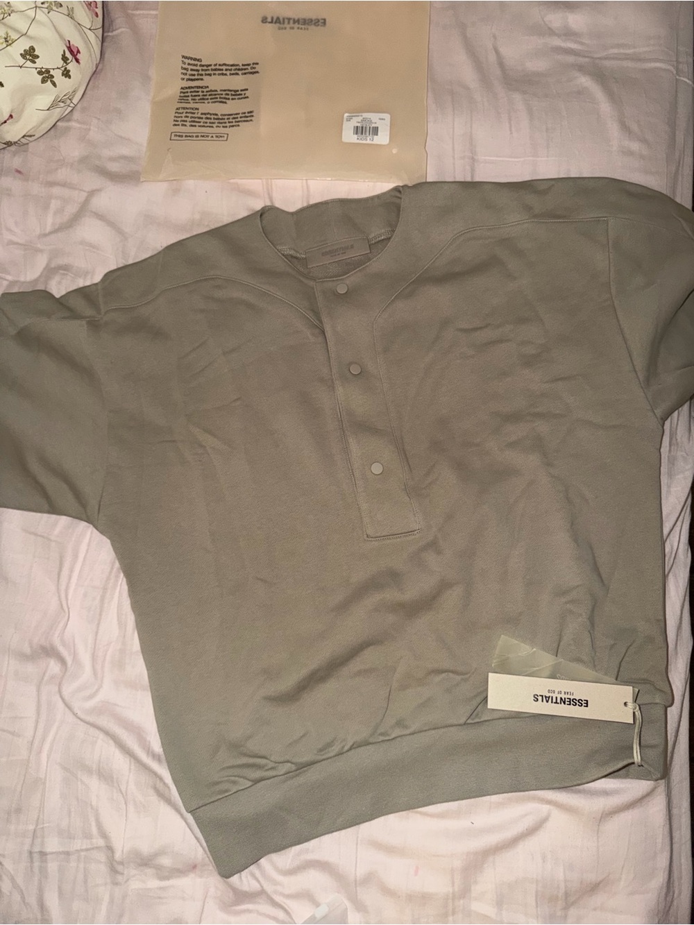 Essentials Taupe/Olive Henley Sweatshirt